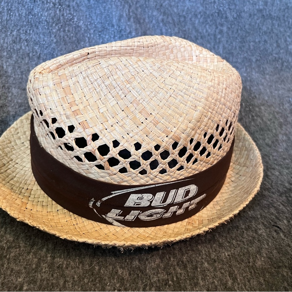 Bud Light Tan Straw Fedora Hat